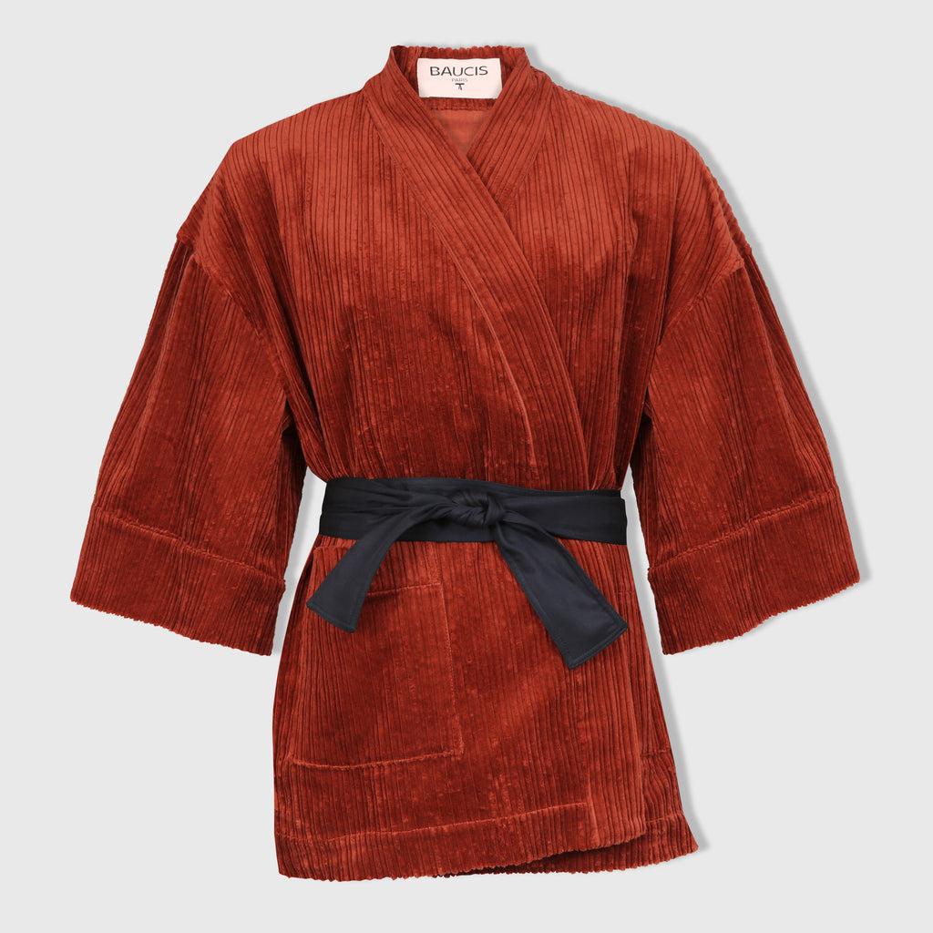 Kimono en velours côtelé à partir de chutes de tissus LVMH made in france 