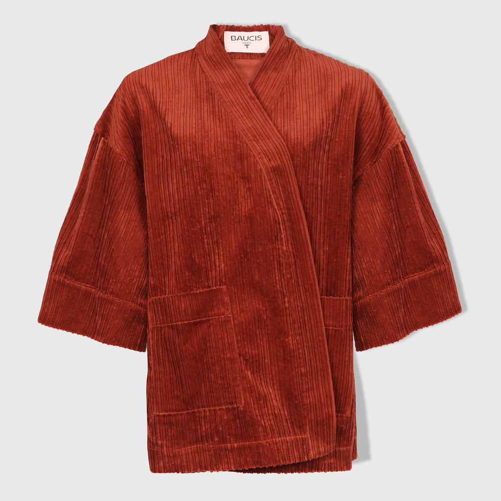 Kimono en velours côtelé à partir de chutes de tissus LVMH made in france 
